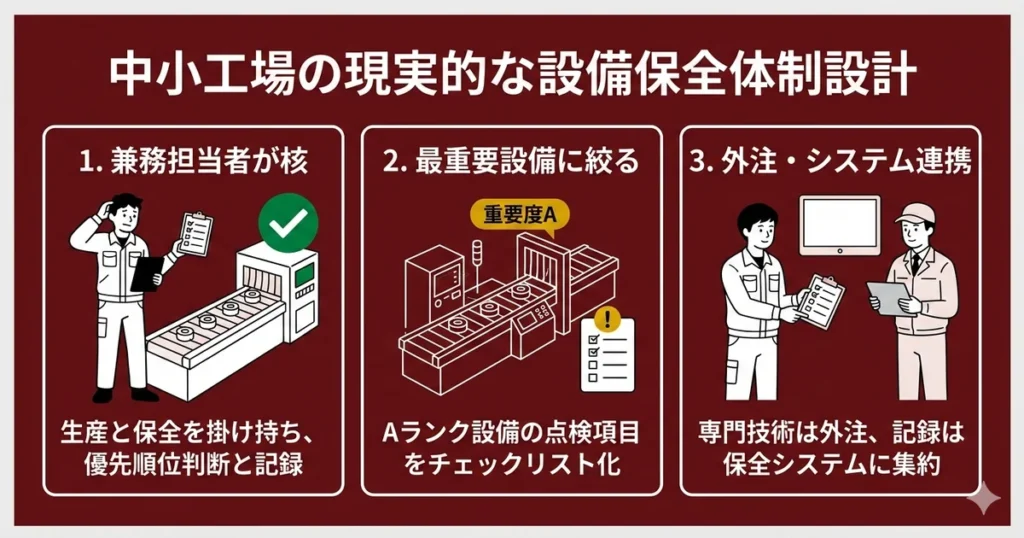 小規模工場の設備保全：兼務・外注前提の体制設計