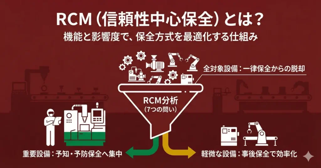 RCMとは？信頼性中心保全の7つの問い・保全方式選定・製造業での実践
