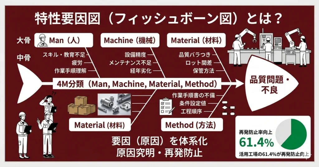 特性要因図とは？フィッシュボーン図の書き方と製造業での活用事例