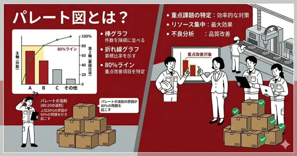 パレート図とは？製造業での書き方・作成手順・不良分析への活用法