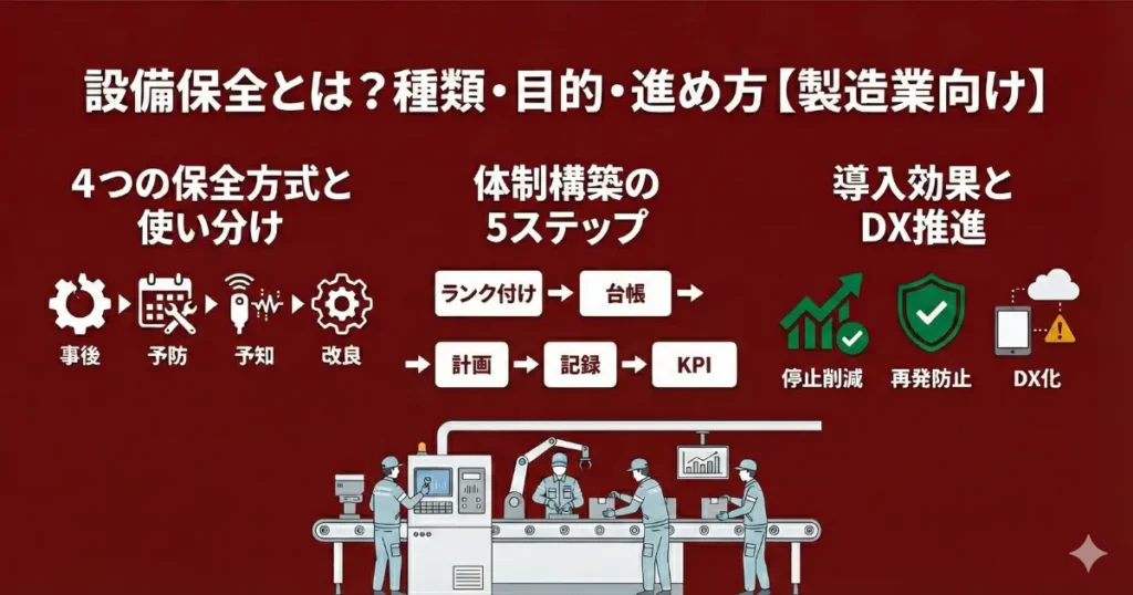 設備保全とは？種類・体制構築・KPIを解説