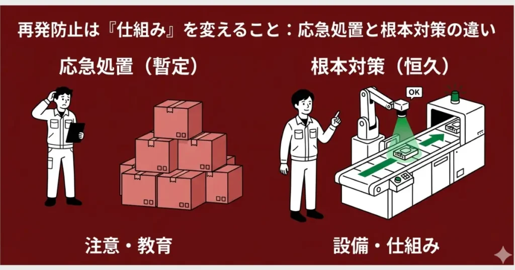 再発防止策の立て方：根本原因分析から水平展開・効果確認まで